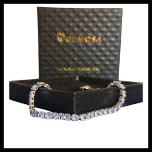 NWOT Gemosa Tennis Bracelet Adjustable Silver Tone Clear Stones